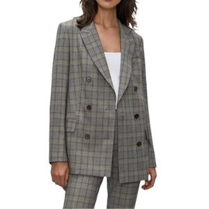Aritzia Babaton Samuel Blazer Faded Black Grid Plaid Medium 2